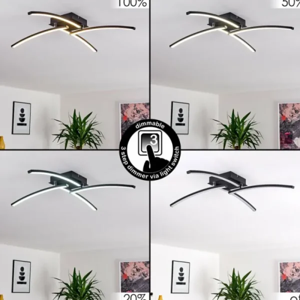 hofstein Plafonnier Aringa LED Noir, 1 lumière* Lampes Modernes