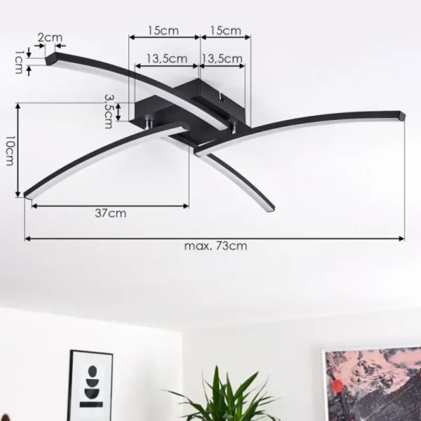 hofstein Plafonnier Aringa LED Noir, 1 lumière* Lampes Modernes