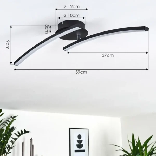 hofstein Plafonnier Aringa LED Noir, 1 lumière* Lampes Modernes