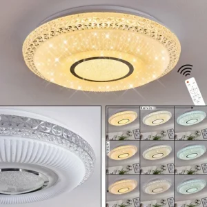 hofstein Plafonnier Avoriaz LED Transparent, Blanc, 1 lumière, Télécommandes* Lampes Modernes