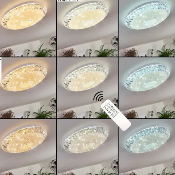 hofstein Plafonnier Avoriaz LED Transparent, Blanc, 1 lumière, Télécommandes* Lampes Modernes