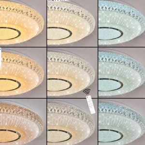 hofstein Plafonnier Avoriaz LED Transparent, Blanc, 1 lumière, Télécommandes* Lampes Modernes