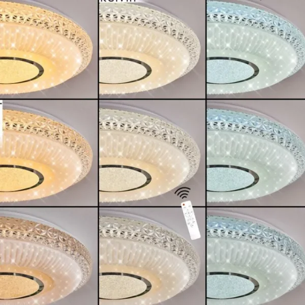 hofstein Plafonnier Avoriaz LED Transparent, Blanc, 1 lumière, Télécommandes* Lampes Modernes