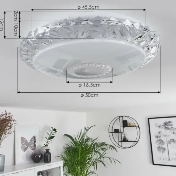 hofstein Plafonnier Avoriaz LED Transparent, Blanc, 1 lumière, Télécommandes* Lampes Modernes