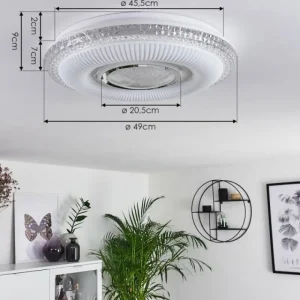 hofstein Plafonnier Avoriaz LED Transparent, Blanc, 1 lumière, Télécommandes* Lampes Modernes