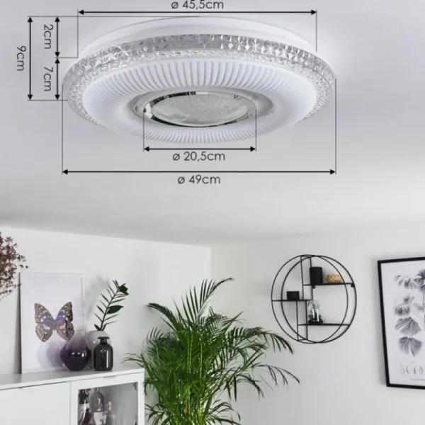hofstein Plafonnier Avoriaz LED Transparent, Blanc, 1 lumière, Télécommandes* Lampes Modernes