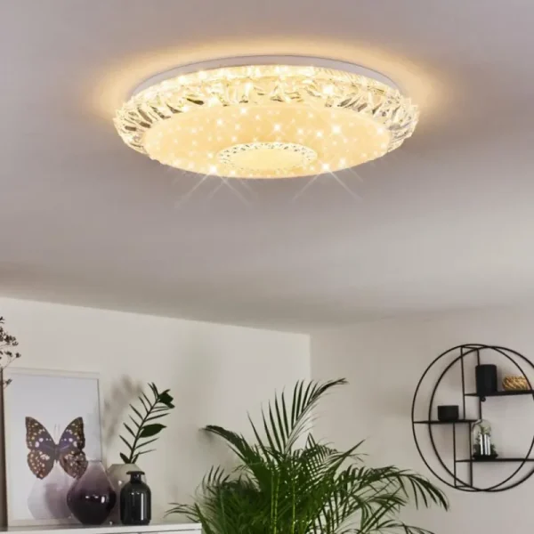 hofstein Plafonnier Avoriaz LED Transparent, Blanc, 1 lumière, Télécommandes* Lampes Modernes