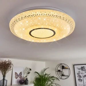 hofstein Plafonnier Avoriaz LED Transparent, Blanc, 1 lumière, Télécommandes* Lampes Modernes