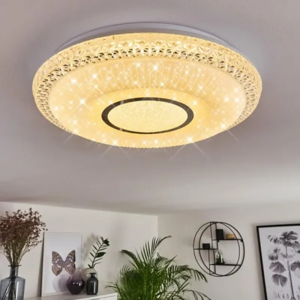 hofstein Plafonnier Avoriaz LED Transparent, Blanc, 1 lumière, Télécommandes* Lampes Modernes