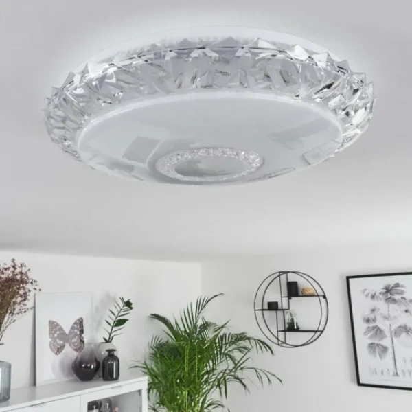 hofstein Plafonnier Avoriaz LED Transparent, Blanc, 1 lumière, Télécommandes* Lampes Modernes