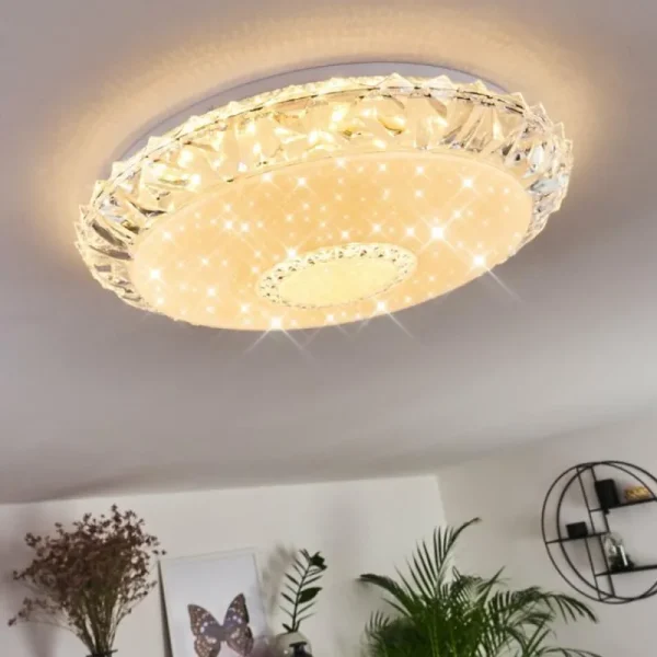 hofstein Plafonnier Avoriaz LED Transparent, Blanc, 1 lumière, Télécommandes* Lampes Modernes