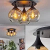 hofstein Plafonnier Azurara Noir, 3 lumières* Lampes En Verre