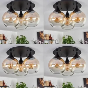 hofstein Plafonnier Azurara Noir, 3 lumières* Lampes En Verre