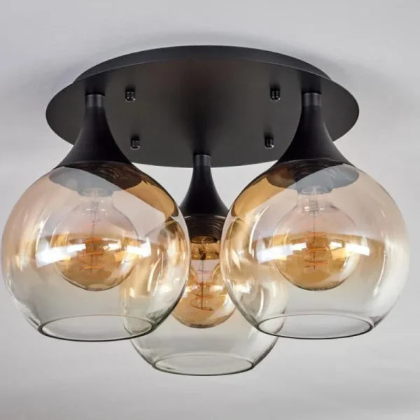 hofstein Plafonnier Azurara Noir, 3 lumières* Lampes En Verre