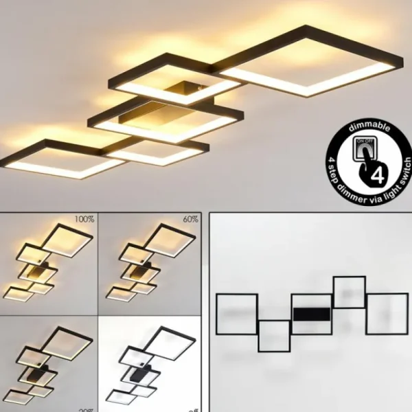hofstein Plafonnier Bacolod LED Noir, 1 lumière* Lampes Modernes