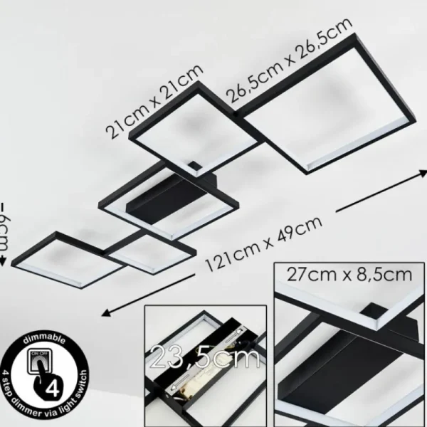 hofstein Plafonnier Bacolod LED Noir, 1 lumière* Lampes Modernes