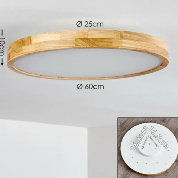 hofstein Plafonnier Bagaha LED Bois clair, 1 lumière, Télécommandes* Lampes Modernes