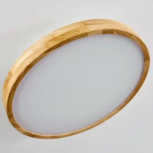 hofstein Plafonnier Bagaha LED Bois clair, 1 lumière, Télécommandes* Lampes Modernes