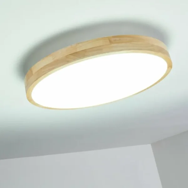 hofstein Plafonnier Bagaha LED Bois clair, 1 lumière, Télécommandes* Lampes Modernes