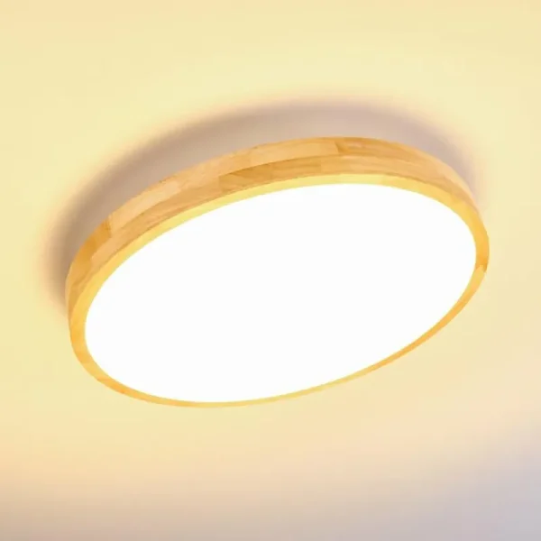 hofstein Plafonnier Bagaha LED Bois clair, 1 lumière, Télécommandes* Lampes Modernes