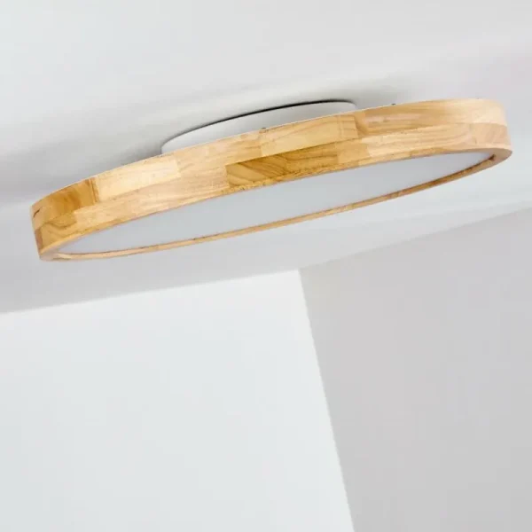 hofstein Plafonnier Bagaha LED Bois clair, 1 lumière, Télécommandes* Lampes Modernes