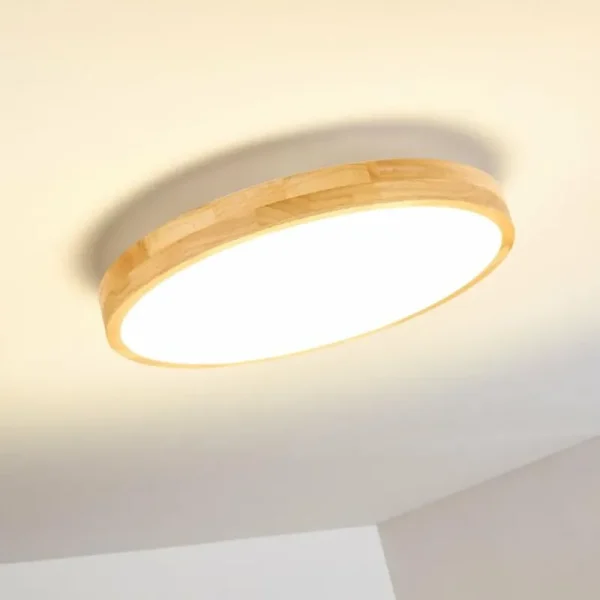 hofstein Plafonnier Bagaha LED Bois clair, 1 lumière, Télécommandes* Lampes Modernes