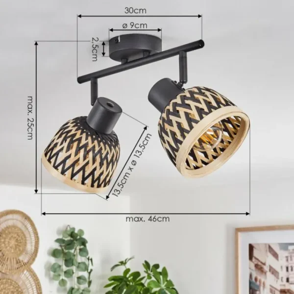 hofstein Plafonnier Barayn Noir, 2 lumières* Lampes Modernes