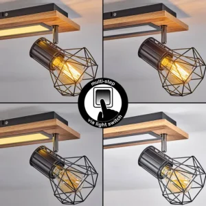 hofstein Plafonnier Bardhaman LED Chrome, Couleur bois, Noir, Blanc, 3 lumières* Lampes Modernes