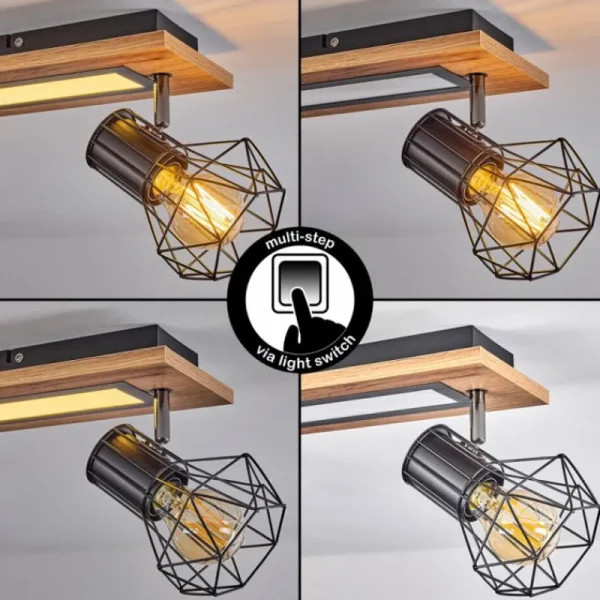 hofstein Plafonnier Bardhaman LED Chrome, Couleur bois, Noir, Blanc, 3 lumières* Lampes Modernes