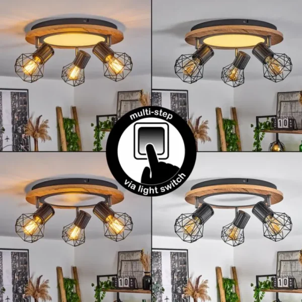 hofstein Plafonnier Bardhaman LED Chrome, Couleur bois, Noir, Blanc, 1 lumière* Lampes Modernes