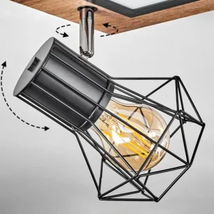 hofstein Plafonnier Bardhaman LED Chrome, Couleur bois, Noir, Blanc, 3 lumières* Lampes Modernes
