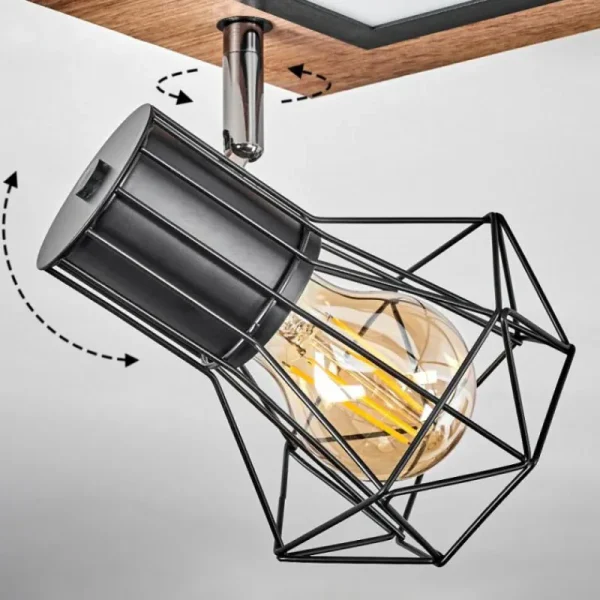 hofstein Plafonnier Bardhaman LED Chrome, Couleur bois, Noir, Blanc, 3 lumières* Lampes Modernes