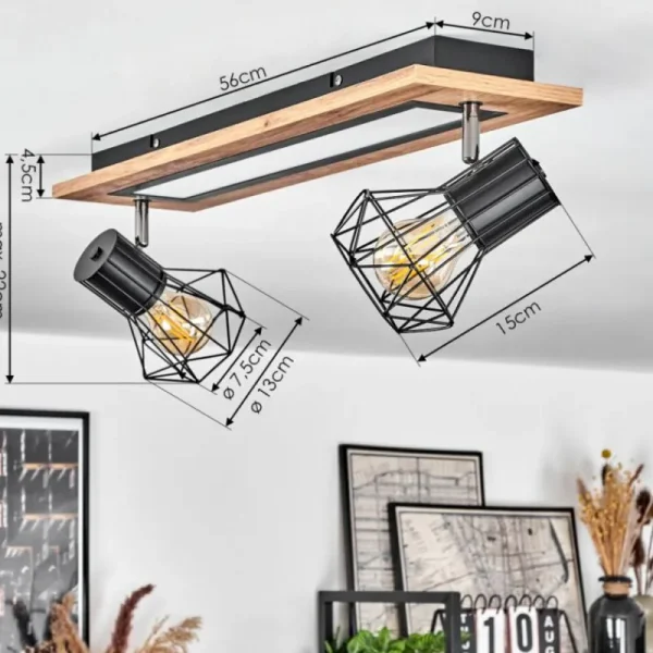 hofstein Plafonnier Bardhaman LED Chrome, Couleur bois, Noir, Blanc, 3 lumières* Lampes Modernes