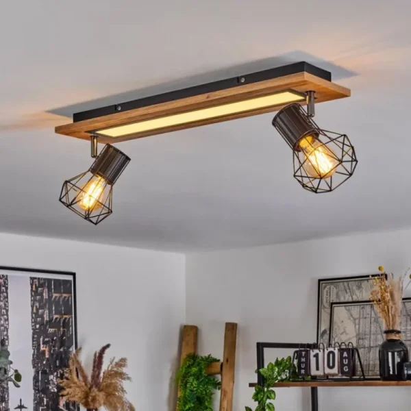 hofstein Plafonnier Bardhaman LED Chrome, Couleur bois, Noir, Blanc, 3 lumières* Lampes Modernes
