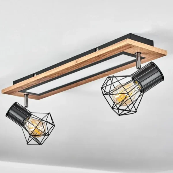 hofstein Plafonnier Bardhaman LED Chrome, Couleur bois, Noir, Blanc, 3 lumières* Lampes Modernes