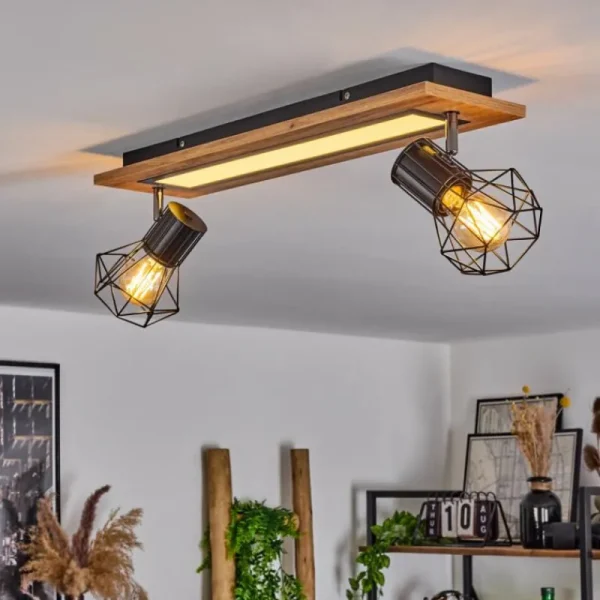 hofstein Plafonnier Bardhaman LED Chrome, Couleur bois, Noir, Blanc, 3 lumières* Lampes Modernes