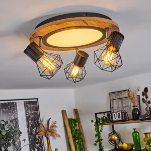 hofstein Plafonnier Bardhaman LED Chrome, Couleur bois, Noir, Blanc, 1 lumière* Lampes Modernes