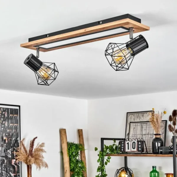 hofstein Plafonnier Bardhaman LED Chrome, Couleur bois, Noir, Blanc, 3 lumières* Lampes Modernes