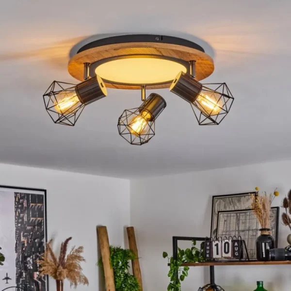 hofstein Plafonnier Bardhaman LED Chrome, Couleur bois, Noir, Blanc, 1 lumière* Lampes Modernes