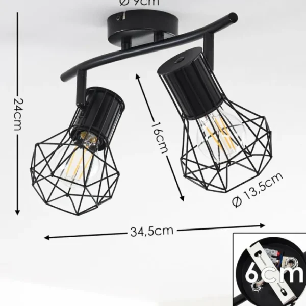 hofstein Plafonnier Bardhaman Noir, 2 lumières* Lampes Modernes
