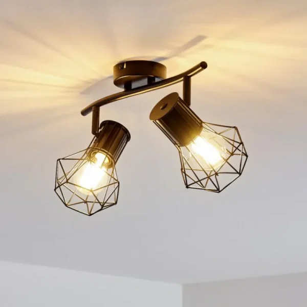 hofstein Plafonnier Bardhaman Noir, 2 lumières* Lampes Modernes