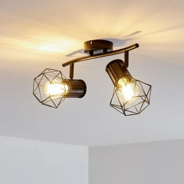 hofstein Plafonnier Bardhaman Noir, 2 lumières* Lampes Modernes