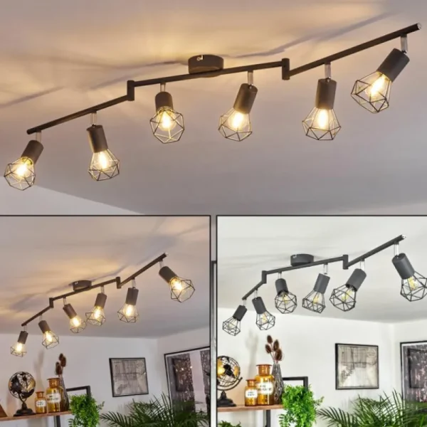 hofstein Plafonnier Baripada Anthracite, Chrome, 6 lumières* Lampes Modernes
