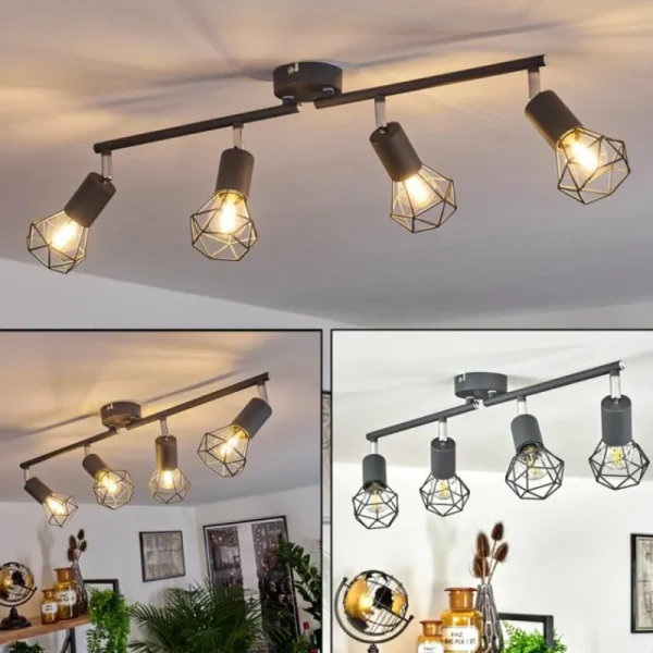 hofstein Plafonnier Baripada Anthracite, Chrome, 4 lumières* Lampes Modernes