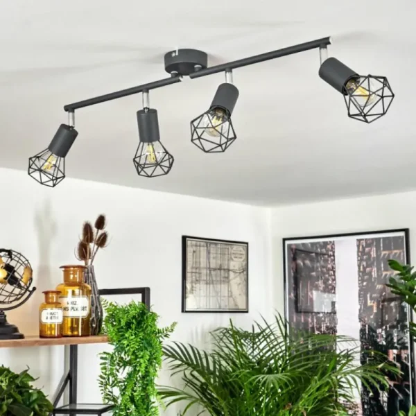 hofstein Plafonnier Baripada Anthracite, Chrome, 4 lumières* Lampes Modernes