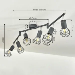 hofstein Plafonnier Baripada Anthracite, Chrome, 6 lumières* Lampes Modernes