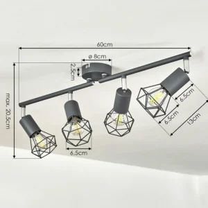 hofstein Plafonnier Baripada Anthracite, Chrome, 4 lumières* Lampes Modernes