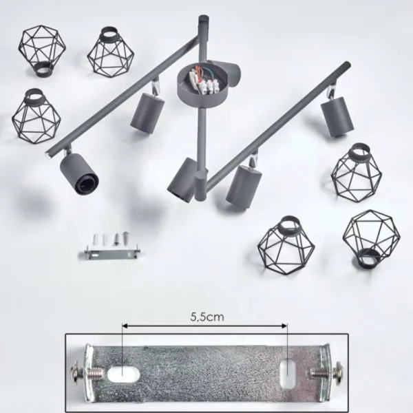 hofstein Plafonnier Baripada Anthracite, Chrome, 6 lumières* Lampes Modernes