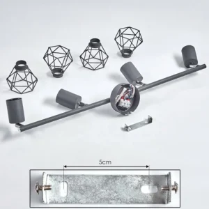 hofstein Plafonnier Baripada Anthracite, Chrome, 4 lumières* Lampes Modernes