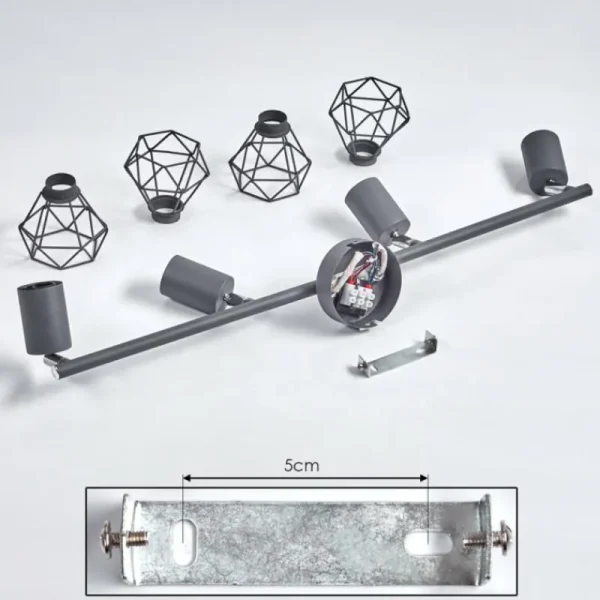 hofstein Plafonnier Baripada Anthracite, Chrome, 4 lumières* Lampes Modernes
